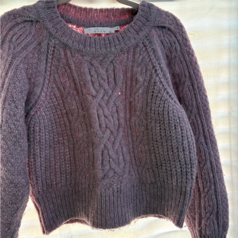 Astr Lavender Cable Knit Sweater